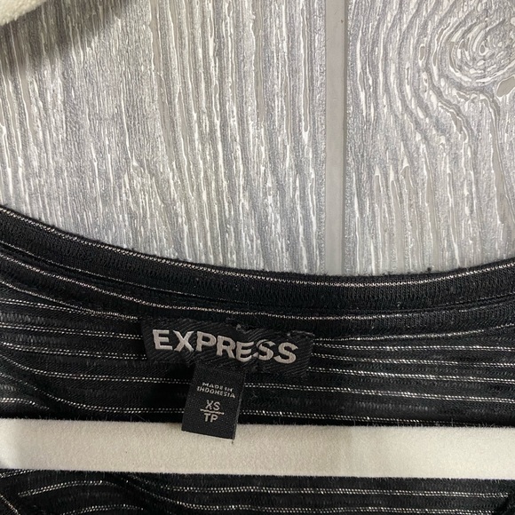 Black & Silver Express Sheer Long Sleeve Shirt Size XS EUC - Picture 4 of 5